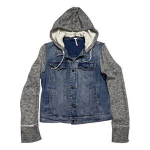 FREE PEOPLE Denim Hoodie Barn Chore Jacket